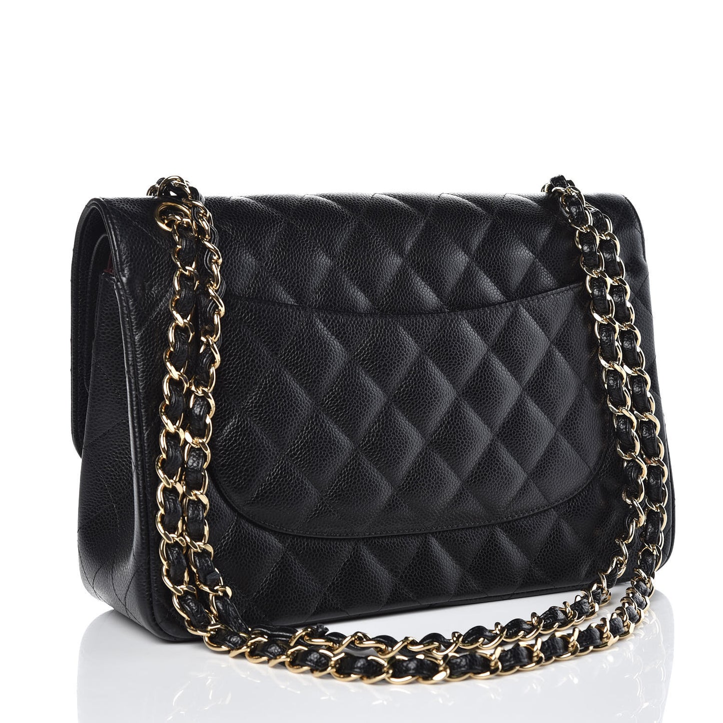 Caviar Quilted Jumbo Double Flap Black