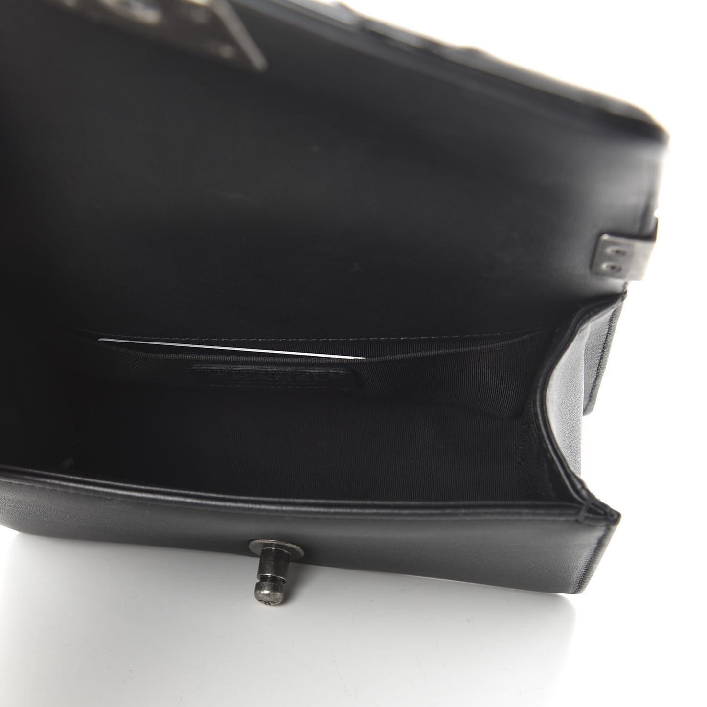 Calfskin Patent Calfskin Caviar Small Boy Flap Black