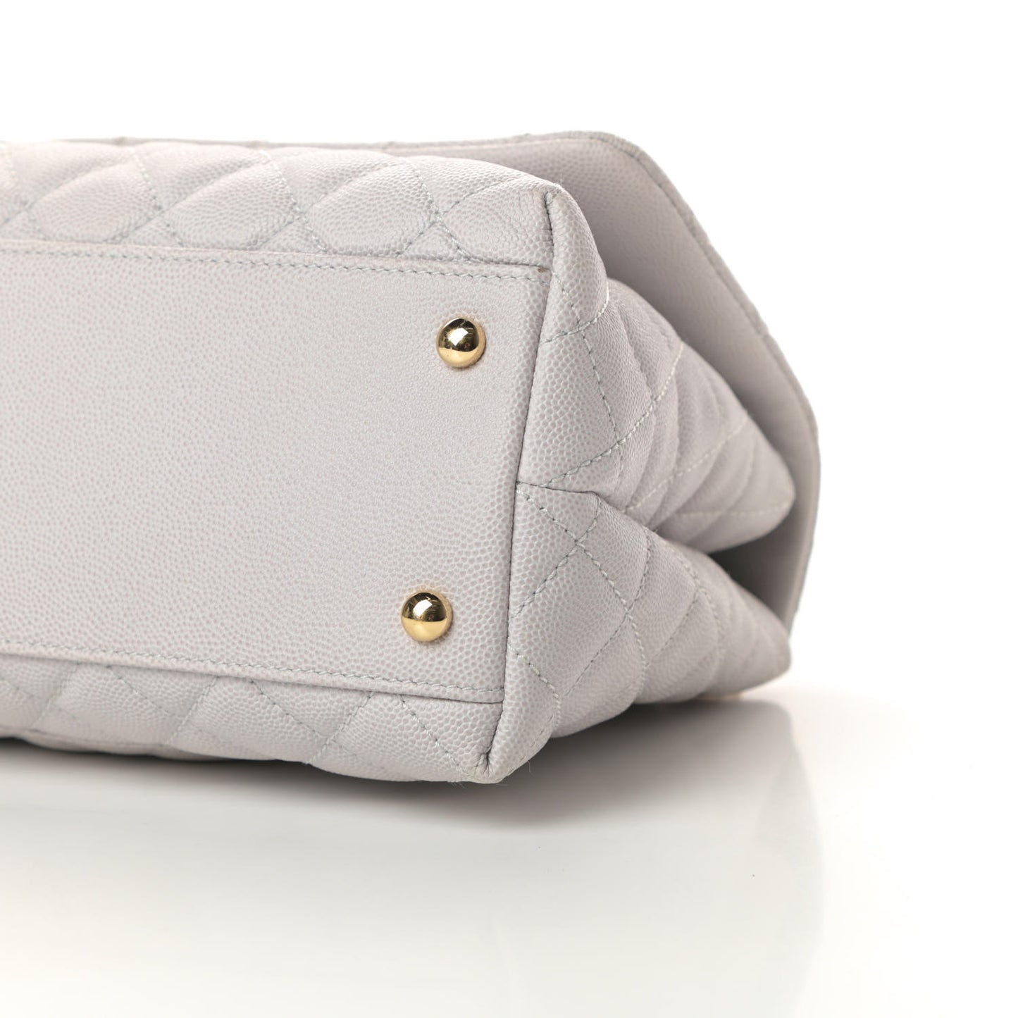 Caviar Quilted Small Coco Handle Flap Light Grey