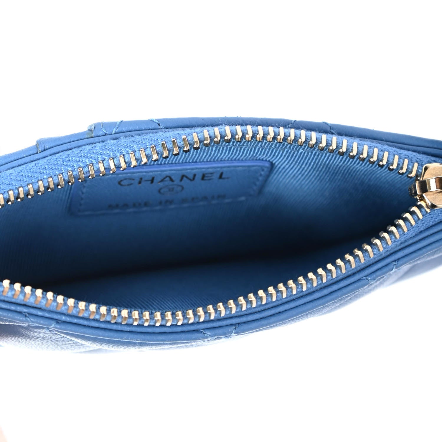 Chanel Lambskin Quilted Flap Zip Card Holder Blue 4 of 4
