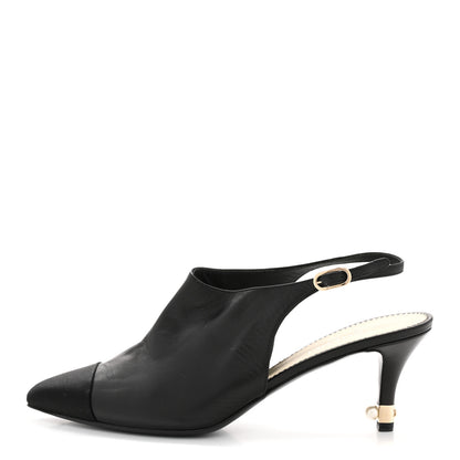 Chanel Goatskin Pearl Slingback Pumps 40 Black 1 of 10