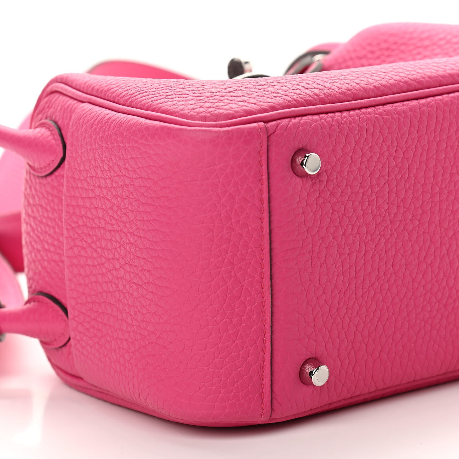 Hermes Taurillon Clemence Mini Lindy 20 Rose Shocking 8 of 9