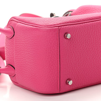 Hermes Taurillon Clemence Mini Lindy 20 Rose Shocking 8 of 9