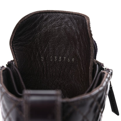 Chanel Glazed Calfskin Quilted Lace Up Combat Boots 37.5 Brown 14 of 15