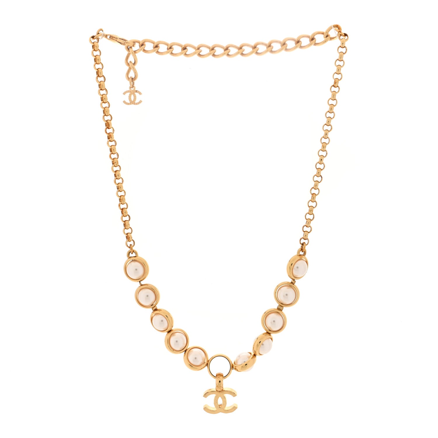 Chanel Pearl CC Short Necklace Gold 3 of 5