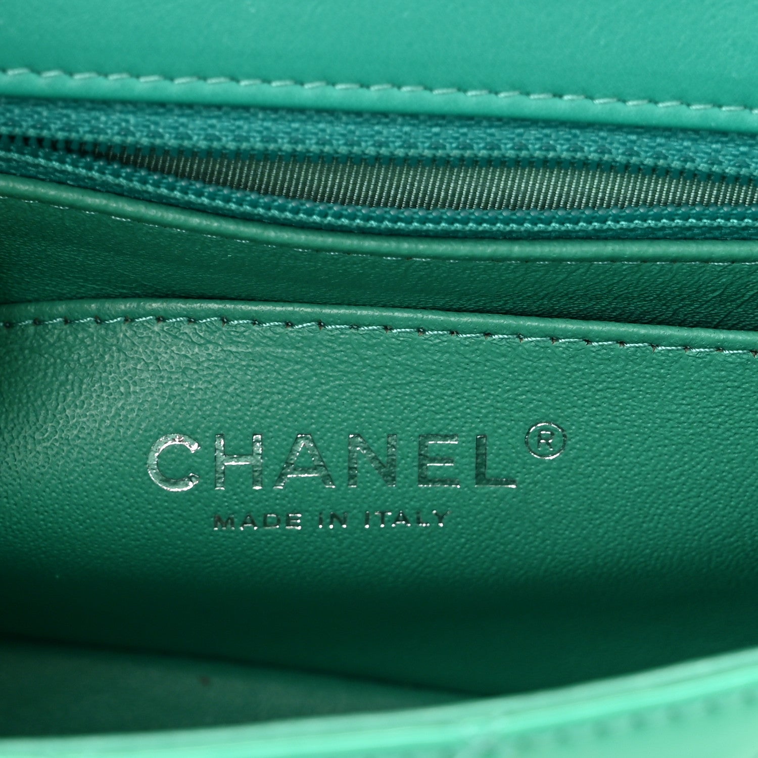 Chanel Patent Calfskin Quilted Mini Rectangular Flap Green 6 of 10