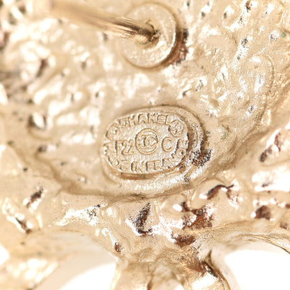 Chanel Crystal Pearl Textured CC Round Drop Earrings Gold 4 of 5