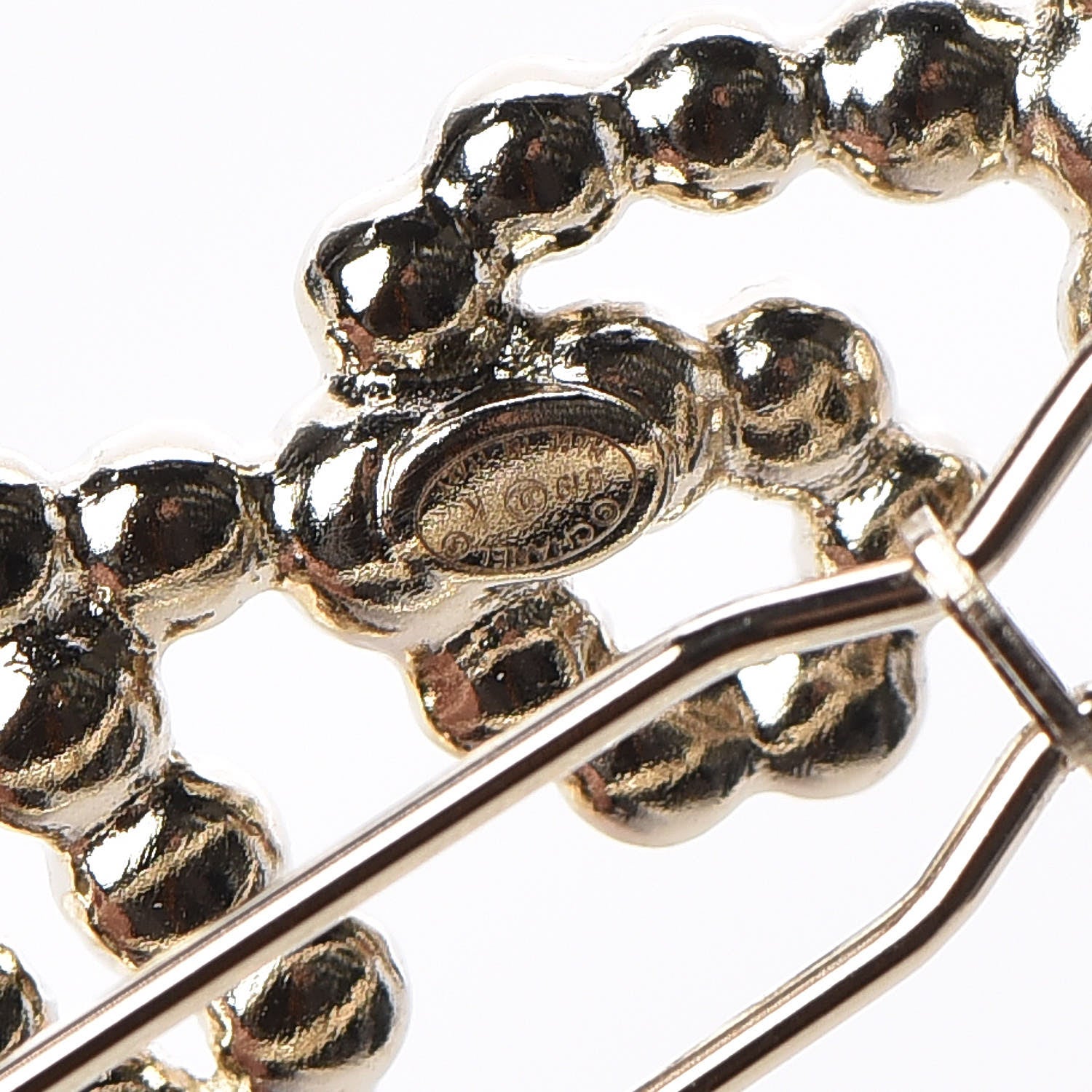 Chanel Metal Glass Swirling Pearls Hair Clip Gold 4 of 5