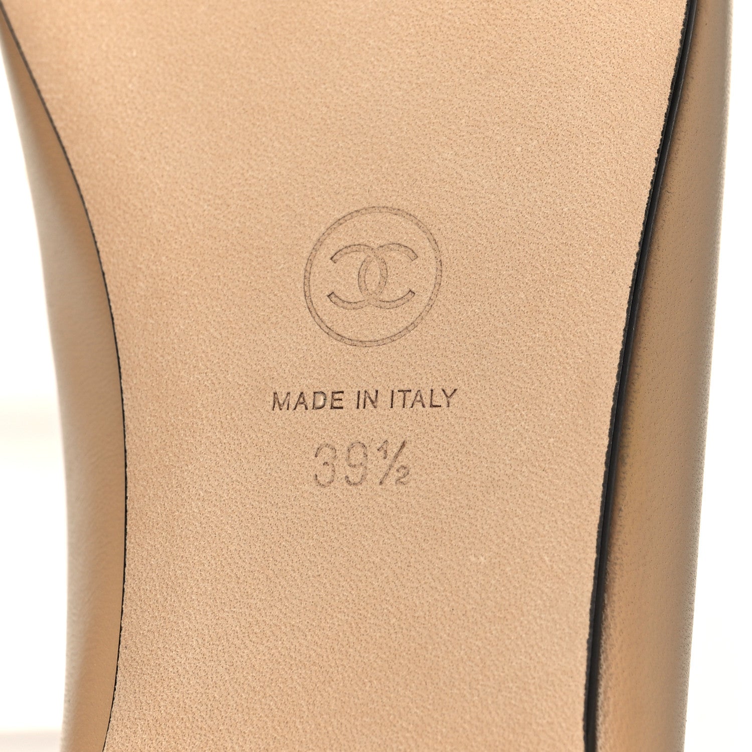 Chanel Lambskin Cap Toe Ballerina Flats 39.5 Beige Black 6 of 9