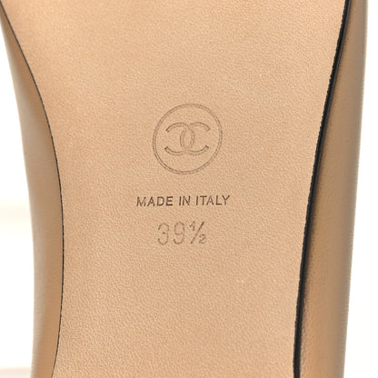 Chanel Lambskin Cap Toe Ballerina Flats 39.5 Beige Black 6 of 9