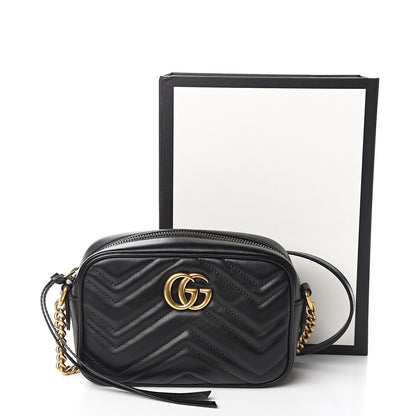 Gucci Calfskin Matelasse Mini GG Marmont Chain Shoulder Bag Black 10 of 10