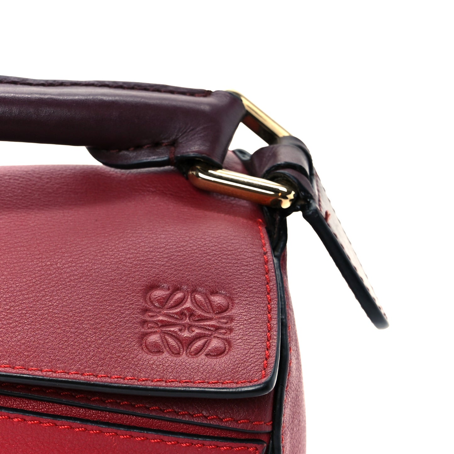Calfskin Colorblock Small Puzzle Bag Red