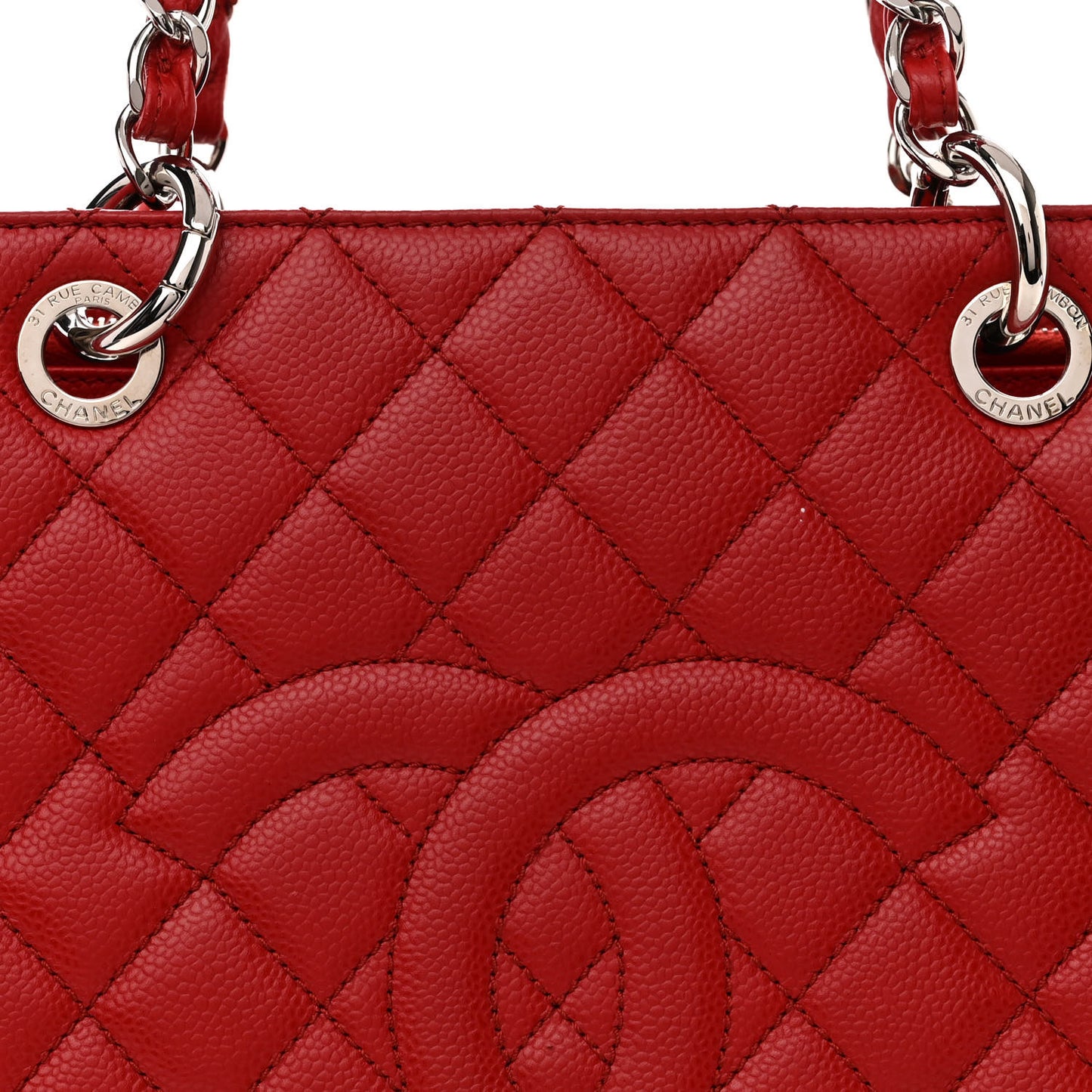 Caviar Quilted Grand Shopping Tote GST Red