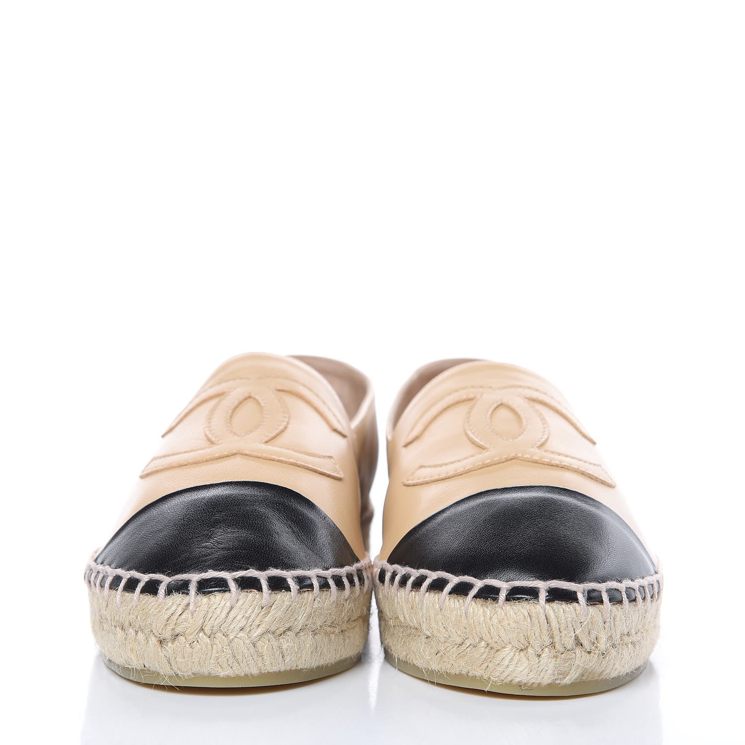 Chanel Lambskin CC Espadrilles 36 Beige Black 2 of 9