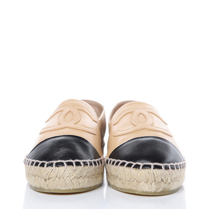 Chanel Lambskin CC Espadrilles 36 Beige Black 2 of 9