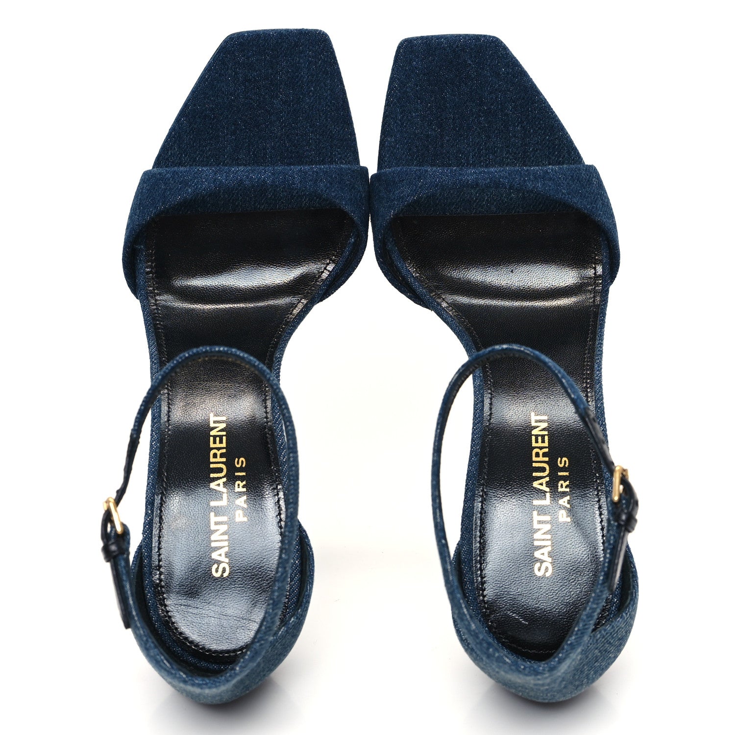 Saint Laurent Denim Bea 105 Ankle Strap Sandals 36 Blue Jeans 5 of 10