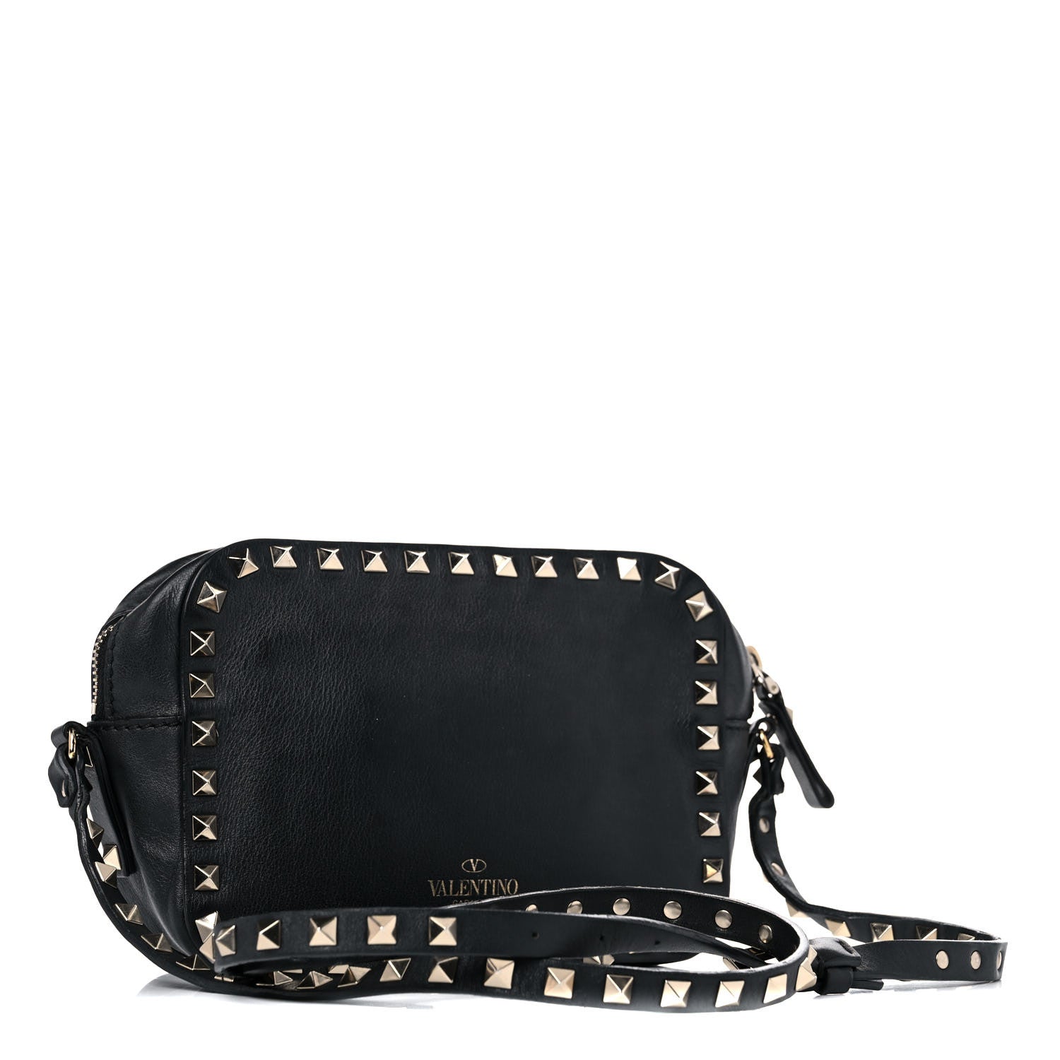 Valentino Garavani Calfskin Rockstud Camera Crossbody Bag Black 3 of 12
