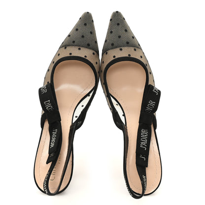 Christian Dior Mesh Plumetis Crystal Suede J'Adior Slingback 65mm Pumps 39.5 Nude Black 2 of 10
