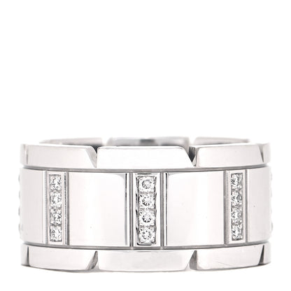 Cartier 18K White Gold Diamond 11mm Tank Francaise Ring 59 8.75 1 of 4