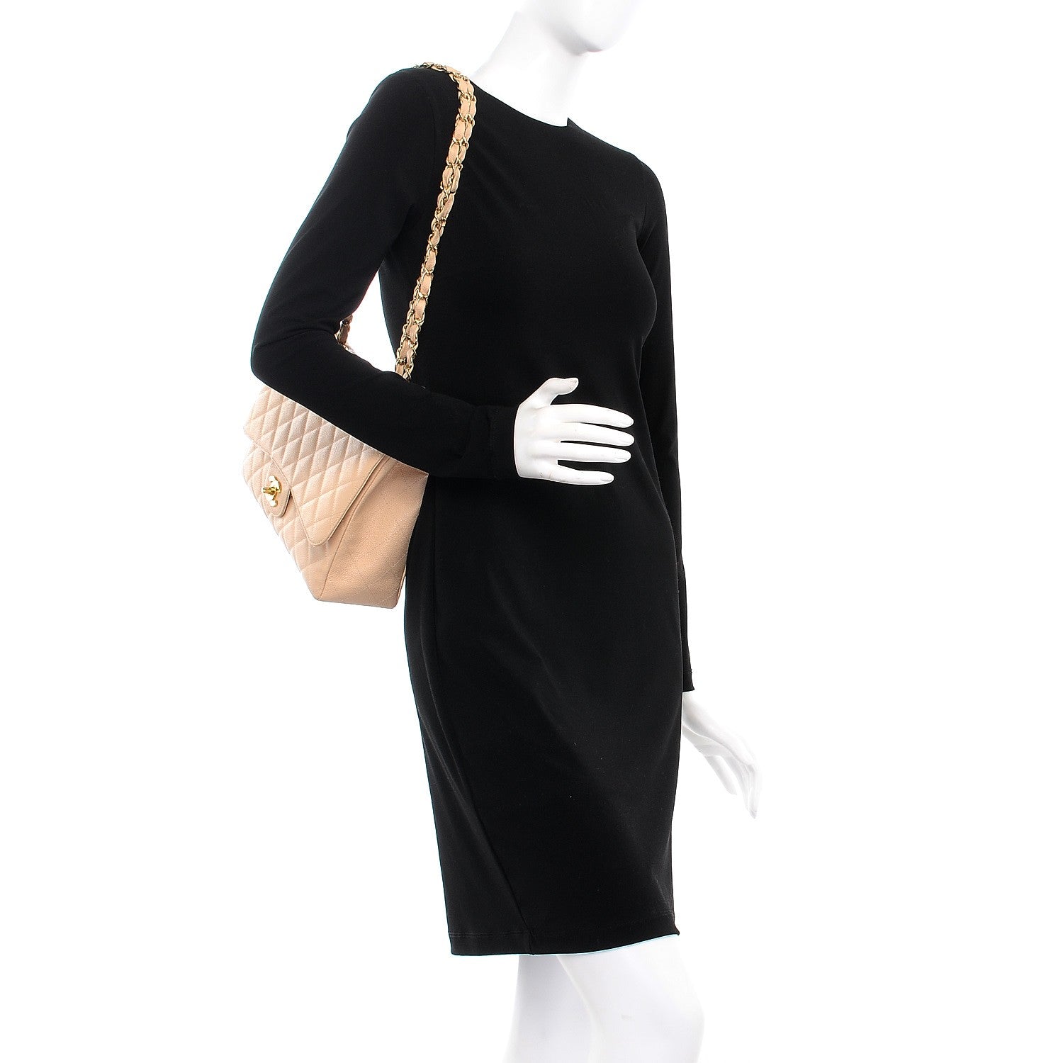 Chanel Caviar Quilted Jumbo Single Flap Beige Clair 3 of 16
