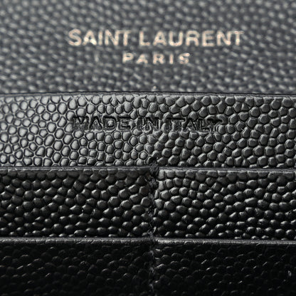 Saint Laurent Grain De Poudre Matelasse Chevron Monogram Flap Wallet Black 7 of 12