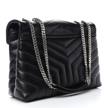 Saint Laurent Calfskin Y Quilted Monogram Medium Loulou Chain Satchel Black 3 of 11