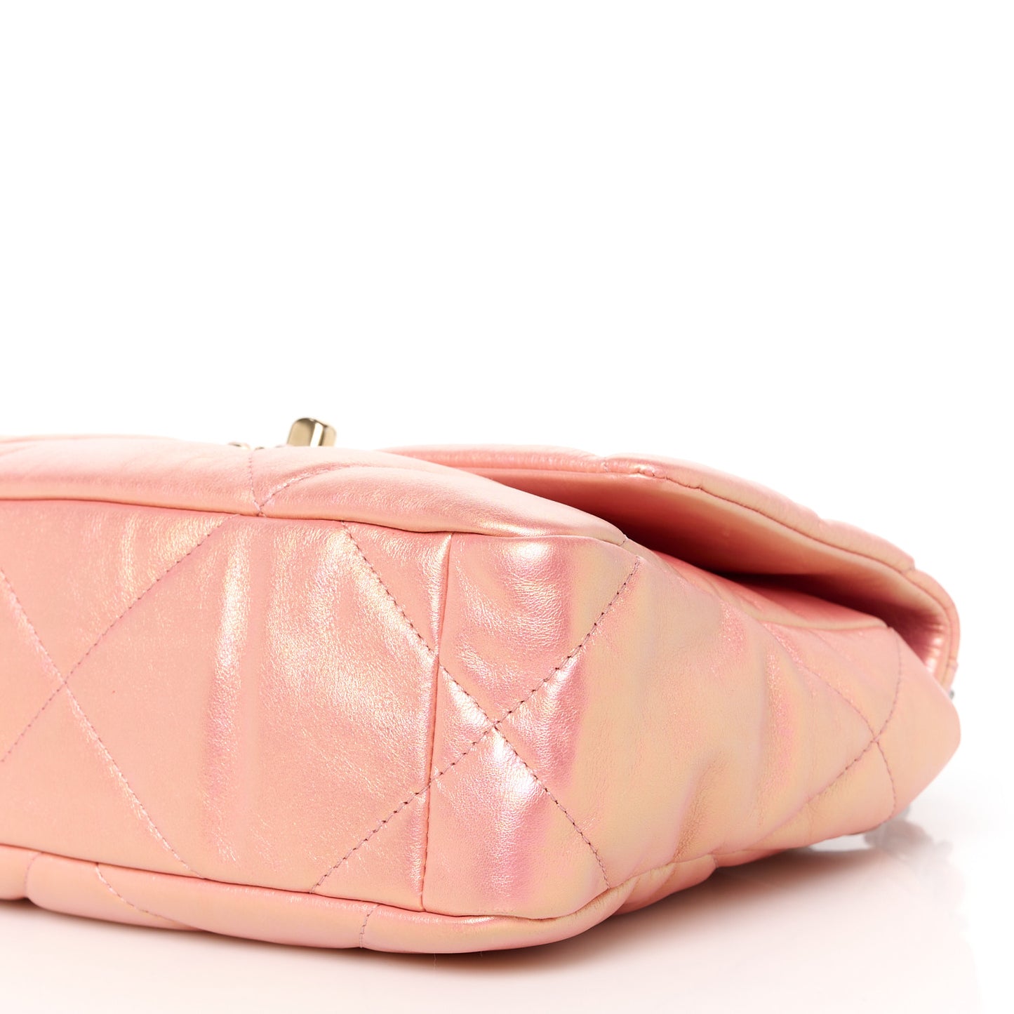 Iridescent Calfskin Quilted Medium Chanel 19 Flap Pink
