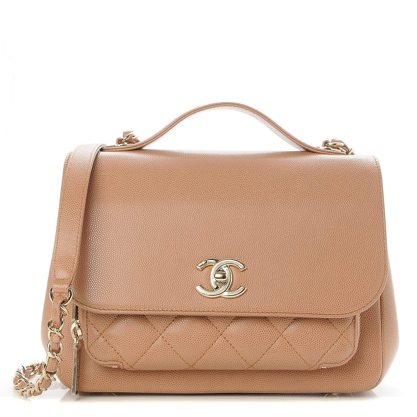 Caviar Quilted Small Business Affinity Flap Camel