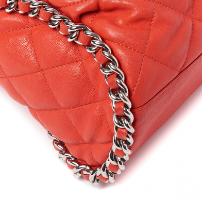 Chanel Washed Lambskin Chain Around Hobo Red 6 of 14