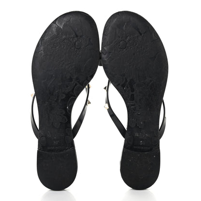 Valentino Garavani PVC Jelly Rockstud Bow Thong Sandals 39 Black 5 of 9