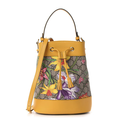 Gucci GG Supreme Monogram Flora Small Ophidia Bucket Bag Beige Multicolor Crop 1 of 10