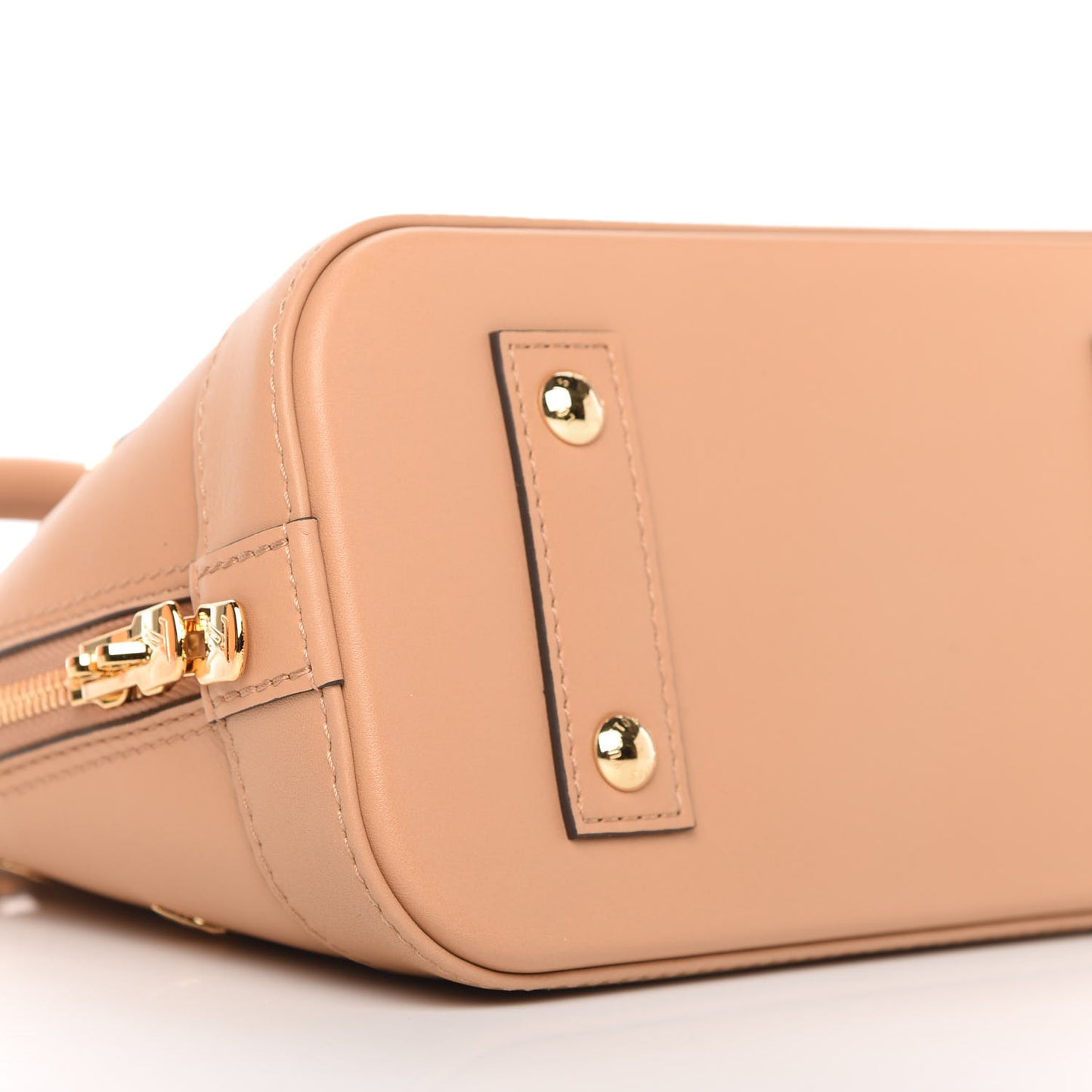 Calfskin Metal Monogram Alma BB Camel Brown