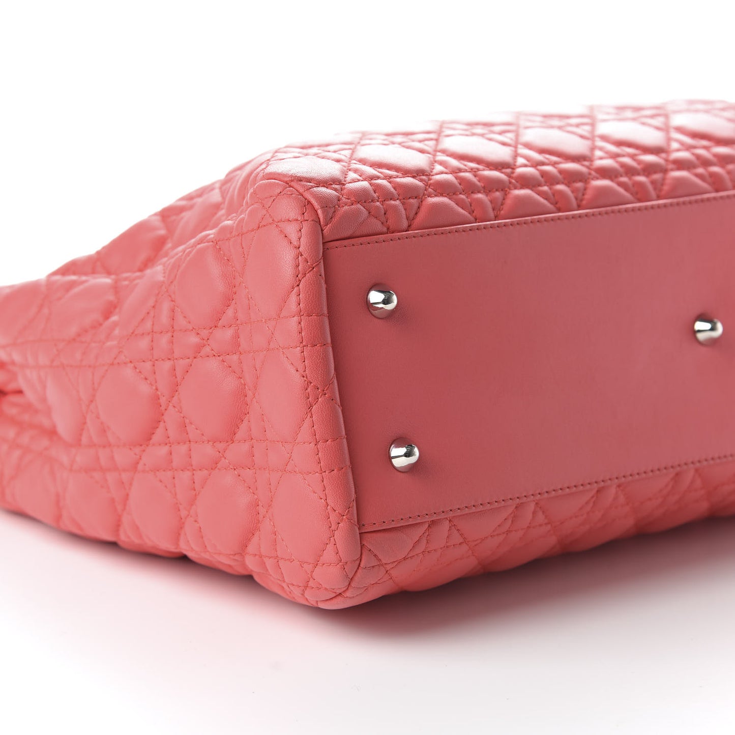 Lambskin Cannage Large Dior Soft Shopping Tote Coral