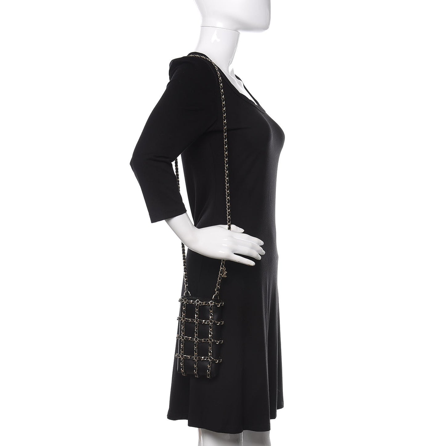 Lambskin Tech Me Out Clutch With Chain Black