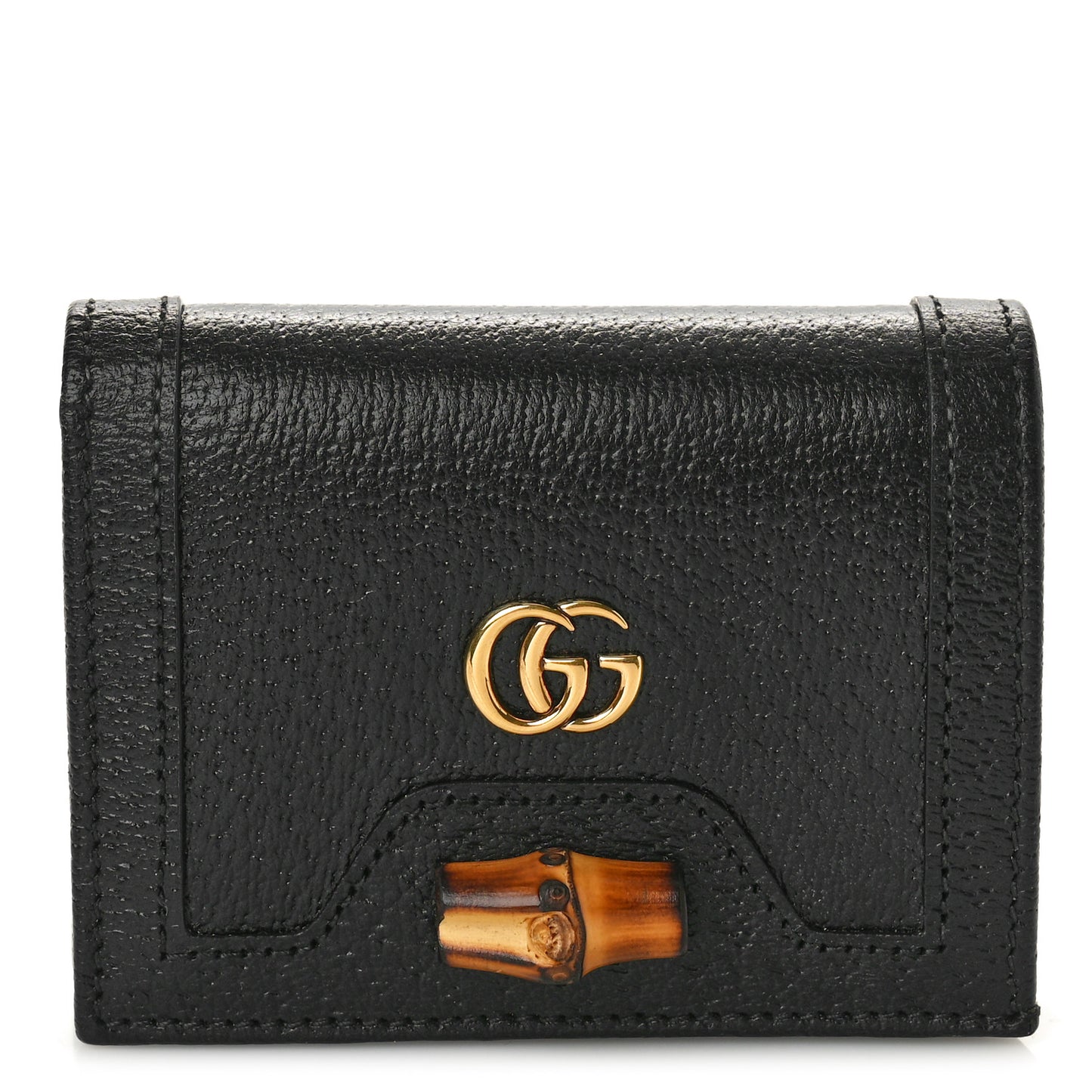 Wonka Grain Calfskin Diana Card Case Wallet Black