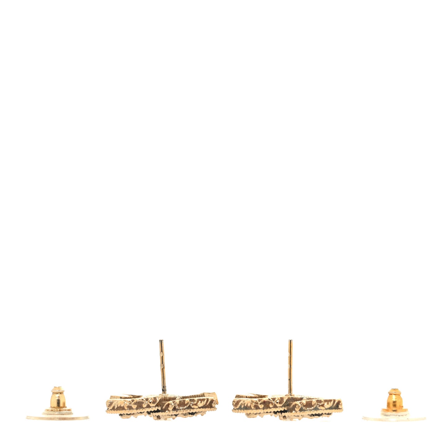 Enamel CC Baroque Earrings Black Gold