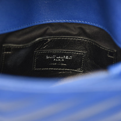 Saint Laurent Sheepskin Matelasse Chevron Monogram Medium College Bag Royal Blue 7 of 9