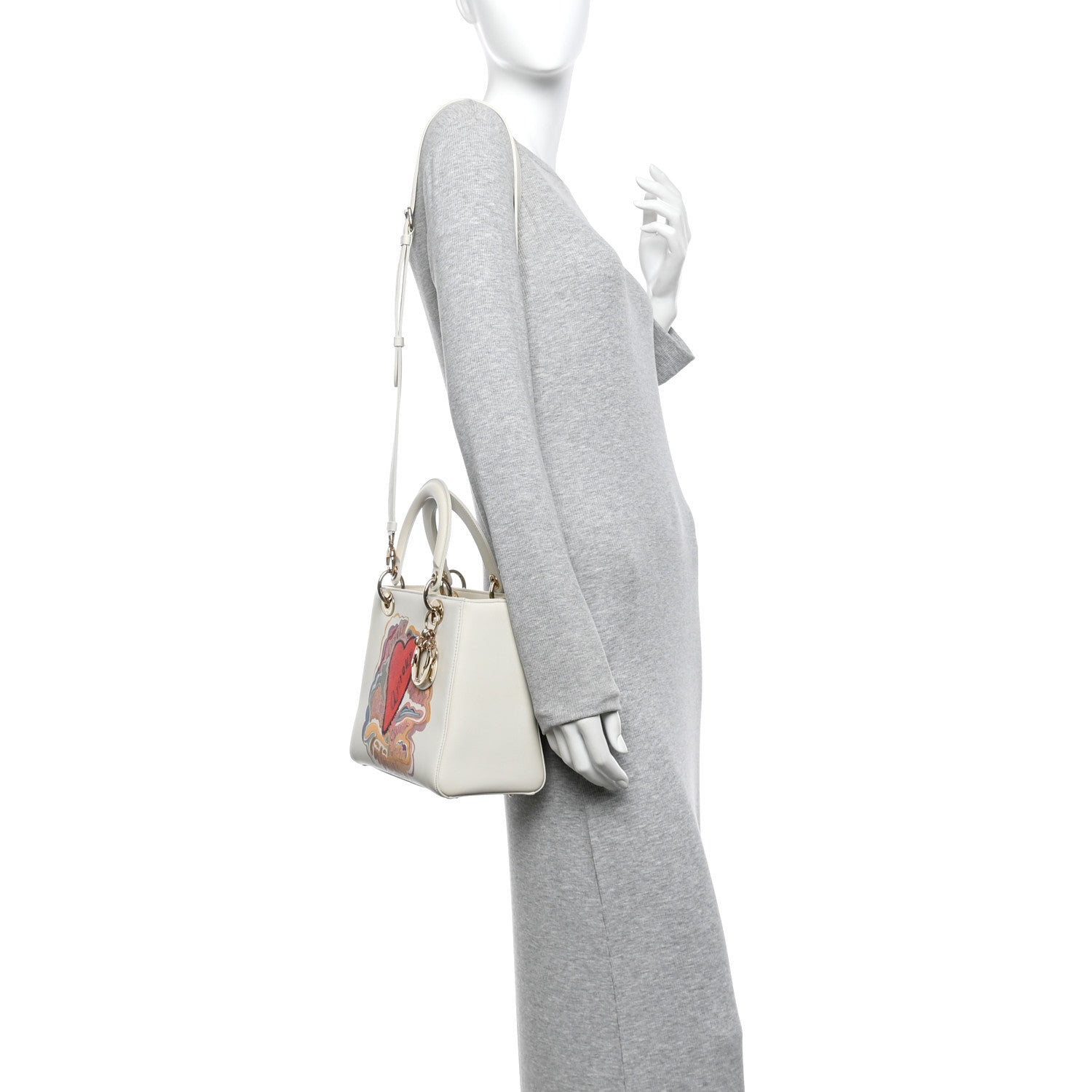 Christian Dior Calfskin Niki De Saint Phalle Amour Medium Lady Dior Off White 2 of 13
