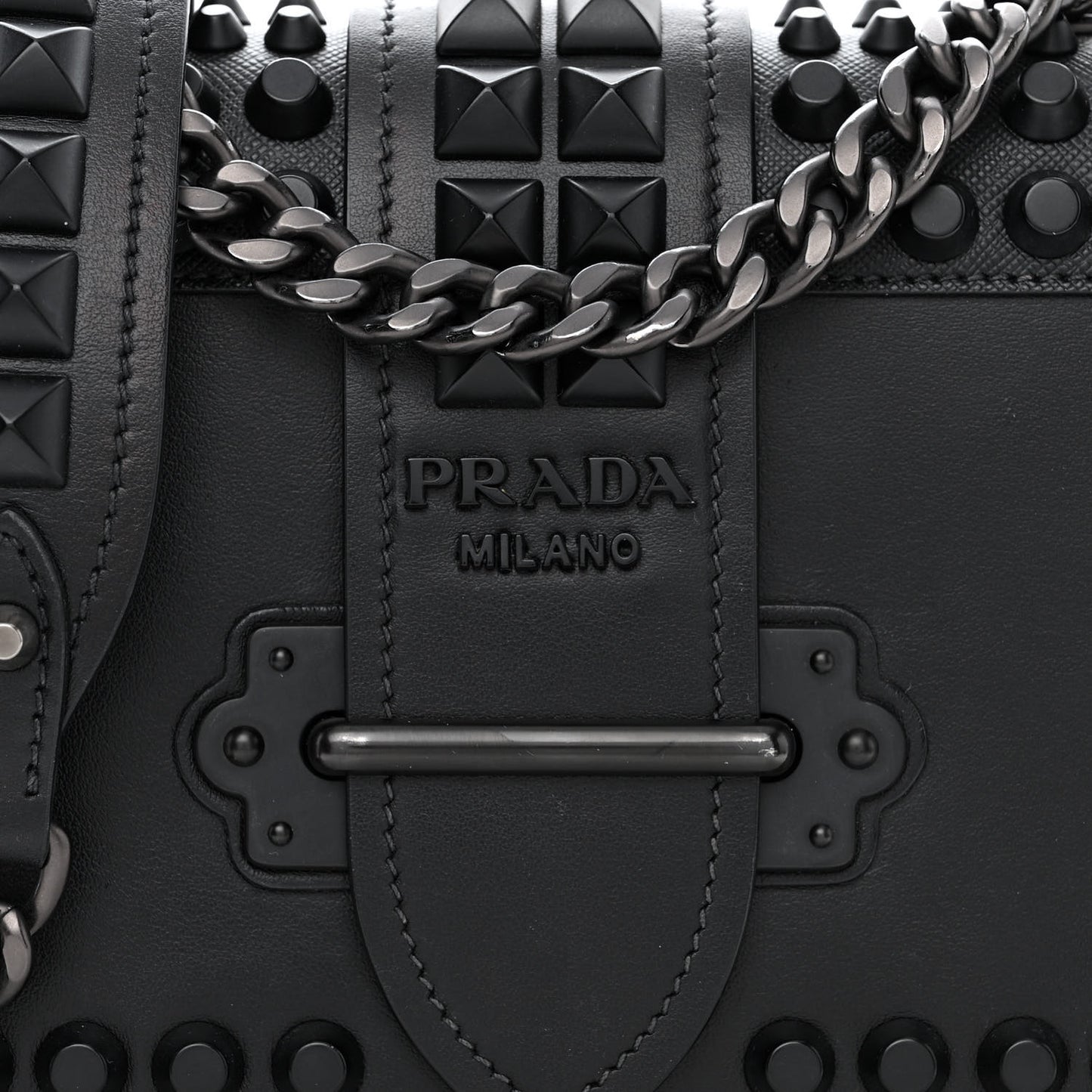 City Calfskin Saffiano Studded Cahier Bag Black