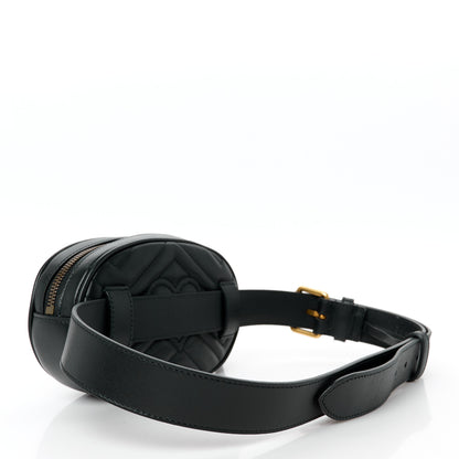 Gucci Calfskin Matelasse GG Marmont Belt Bag 85 34 Black 3 of 12