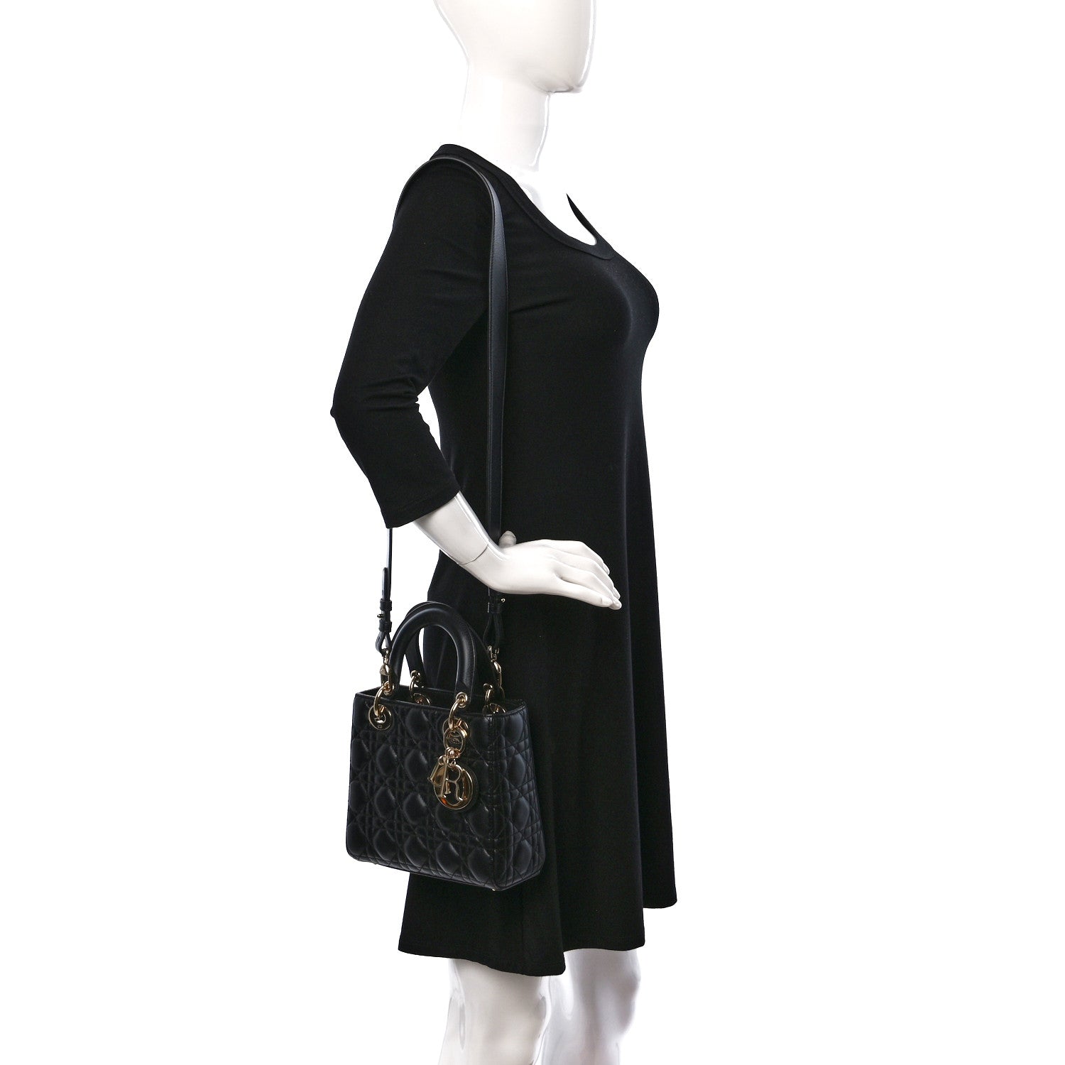 Christian Dior Lambskin Cannage Small My ABCDior Lady Dior Black 2 of 8