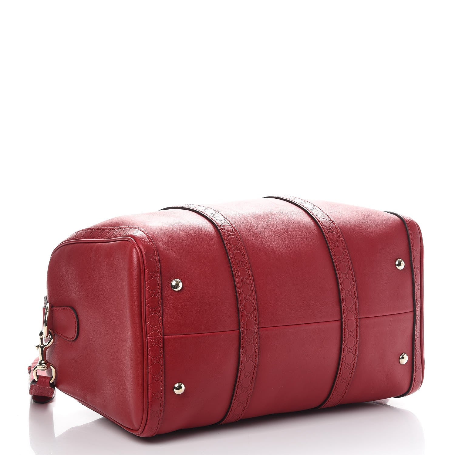 Gucci Calfskin Microguccissima Trim Medium Boston Raspberry Red 5 of 12