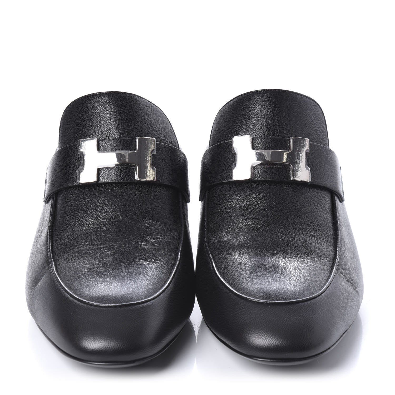 Hermes Goatskin Paradis Mules 37.5 Black 2 of 10