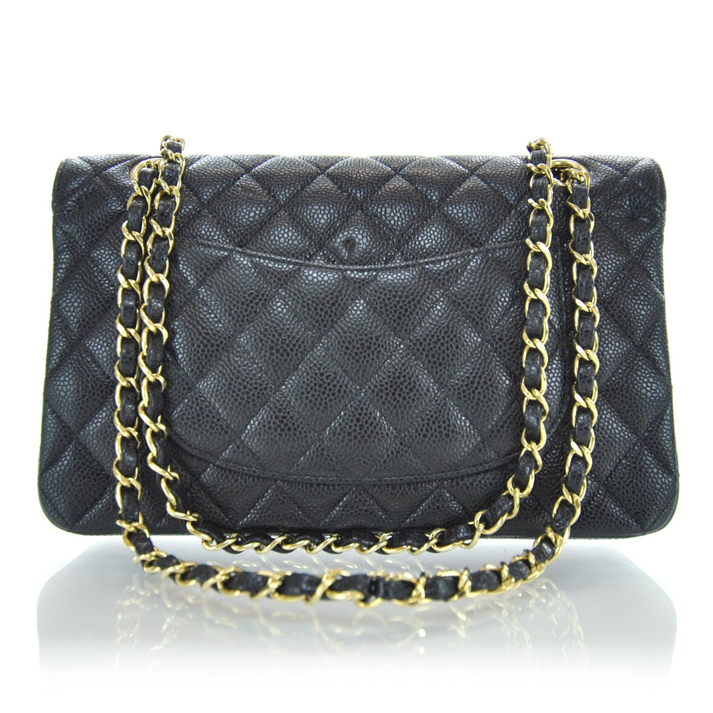 Caviar Quilted Medium Double Flap Black