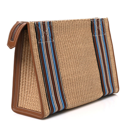 Loro Piana Cotton Raffia Suitcase Stripe Pouch Sky Blue Kummel 3 of 6