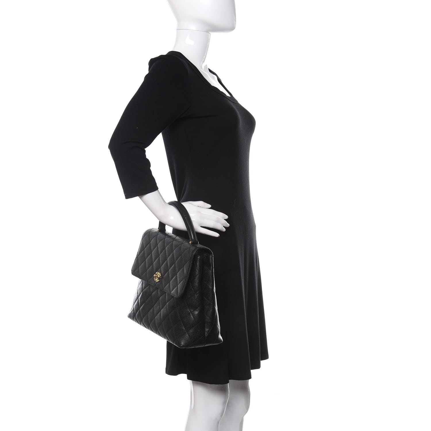 Chanel Caviar Quilted Jumbo Kelly Flap Black 2 of 13