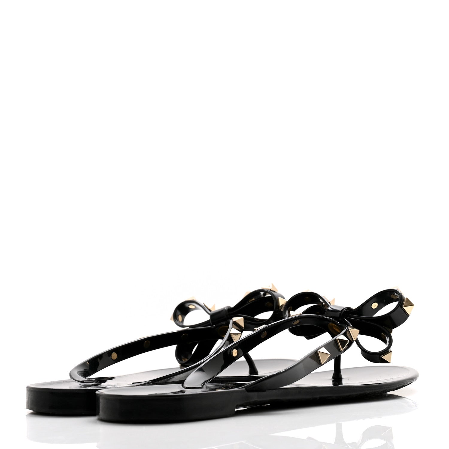 Valentino Garavani PVC Jelly Rockstud Bow Thong Sandals 39 Black 4 of 9