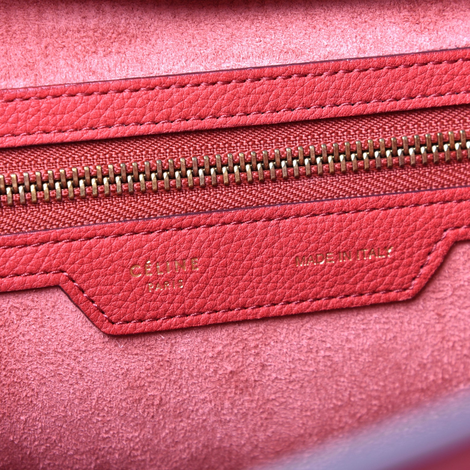 Celine Baby Drummed Calfskin Mini Luggage Red 6 of 11