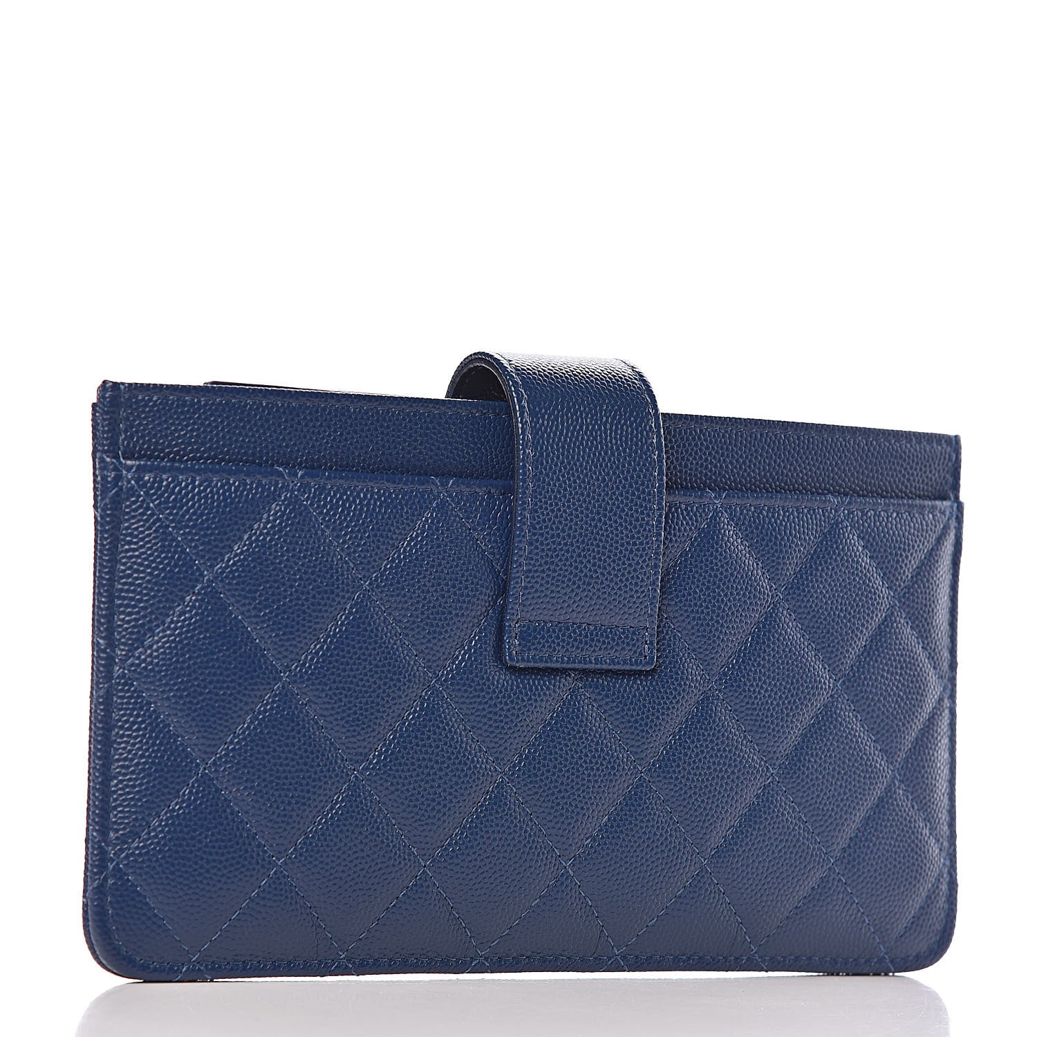 Chanel Iridescent Caviar Quilted Classic Strap Pouch Navy 4 of 10