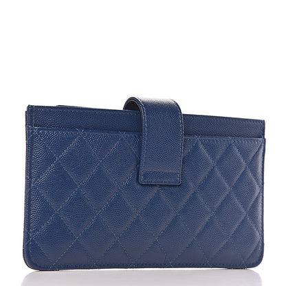 Chanel Iridescent Caviar Quilted Classic Strap Pouch Navy 4 of 10